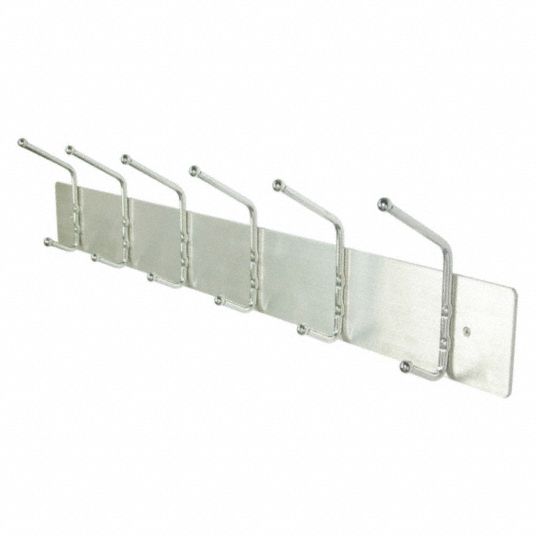 GRAINGER APPROVED Coat Rack, Wall Mount, Aluminum/Steel 45NG7645NG76