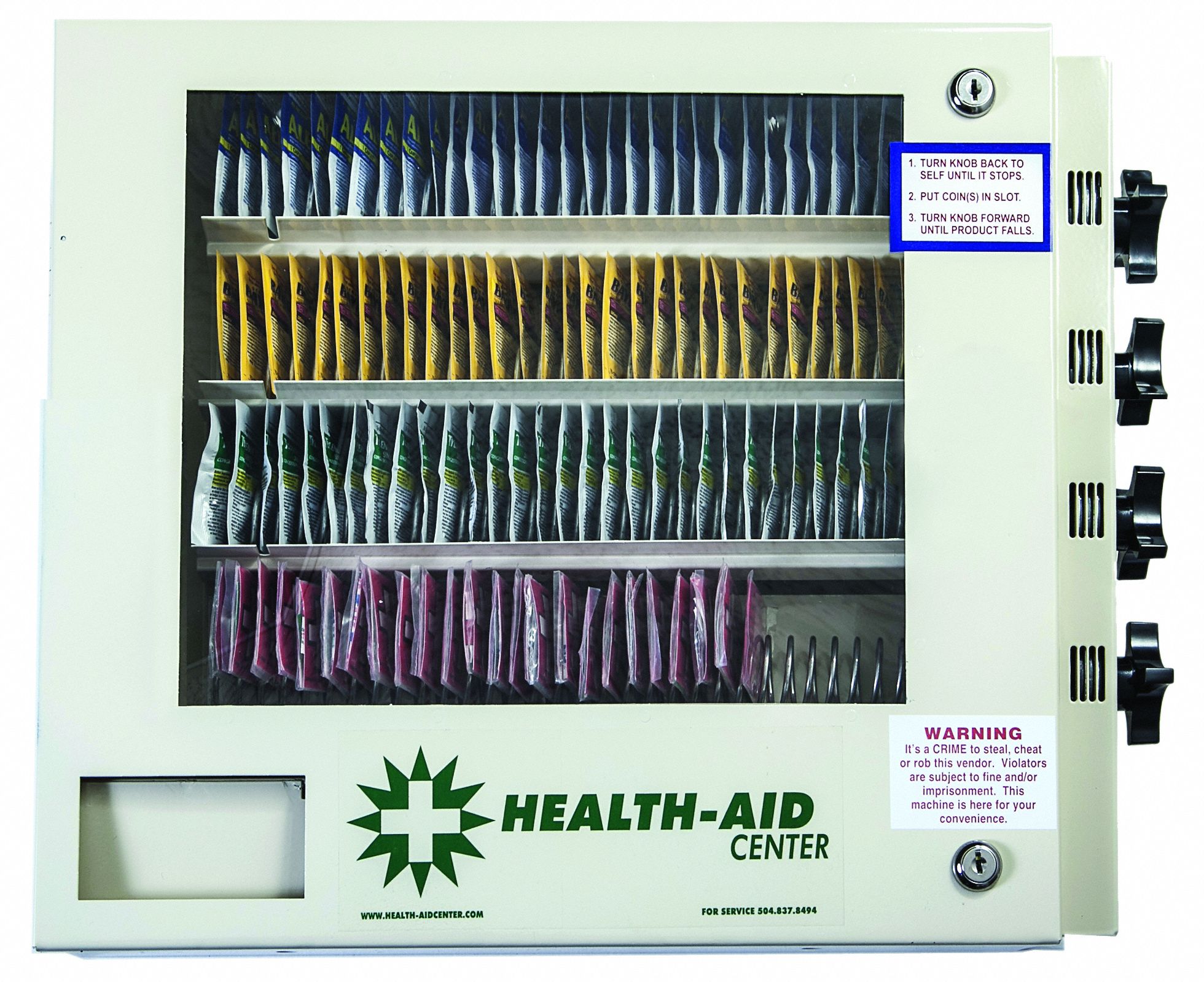 Medicine Vending Machine: 29 1/2 in Overall Ht, 21 in Overall Wd, 6 Selections, Free