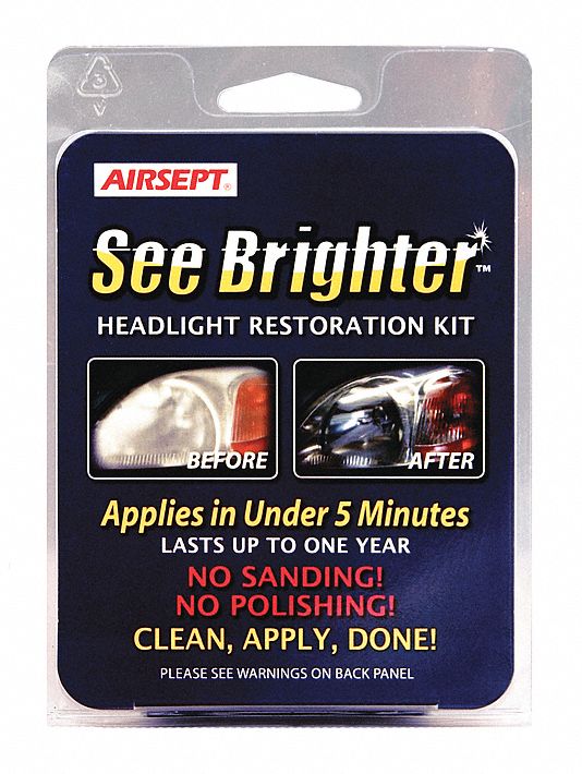 AIRSEPT Headlight Lens Restoration Kit Pack, Clear, Clear, Liquid, 0.5