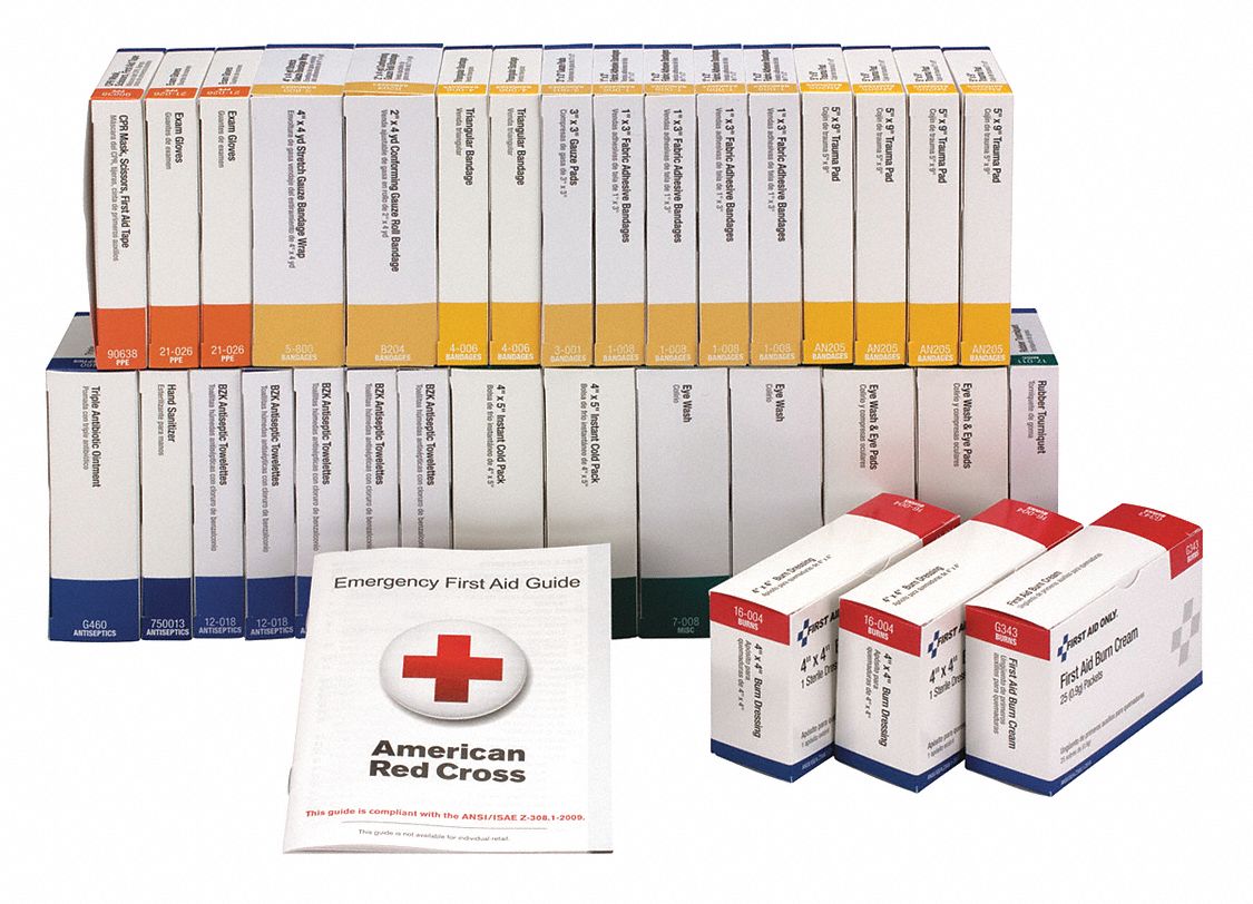 Complete Refill or Kit: 213 Components, 100 People Served, ANSI/ISEA Z308.1-2015