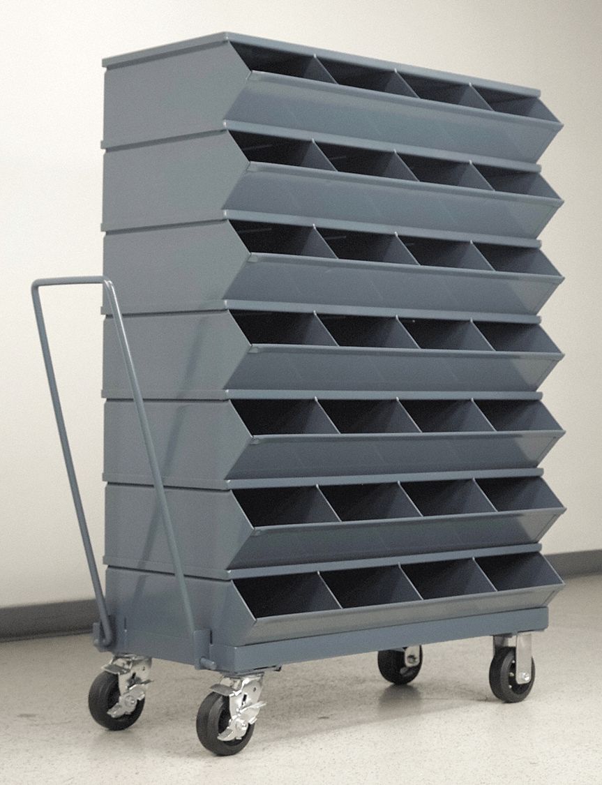 STACKBIN, 37 in x 5 3/8 in x 53 3/4 in, Caster, Sectional Stacking Bin