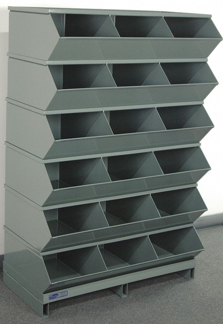 Sectional Stacking Bin Units: 37 in x 21/2 in x 55 3/4 in, Pallet, 18 Compartments