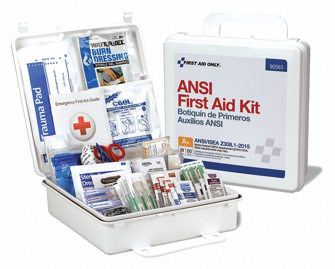 First Aid Kit, Kit, Plastic, General Purpose, 50 People Served per Kit