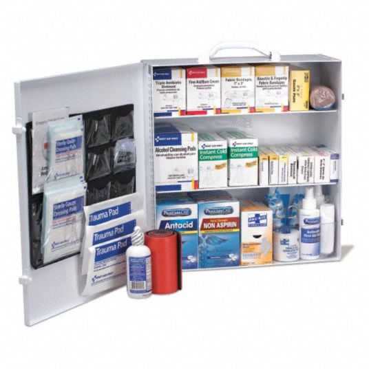 First Aid Kit, Cabinet, Metal, General Purpose, 125 People Served per ...
