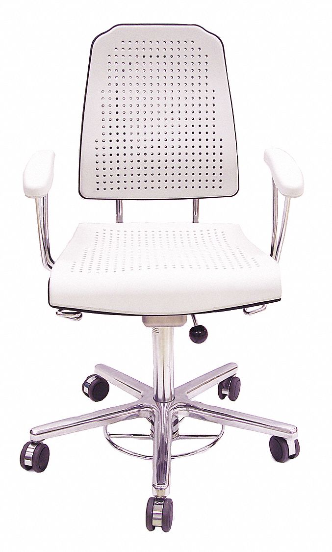 Task Chair: Steel, 22 in to 29 in, 300 lb Wt Capacity, Gray