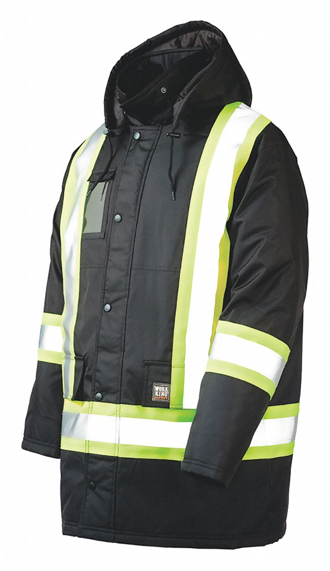 TOUGH DUCK HI-VIS TRAFFIC JACKET, M, BLACK, ZIPPER/SNAPS, 5 POCKETS -  High-Visibility Jackets & Coats - RICS17611M-BLK