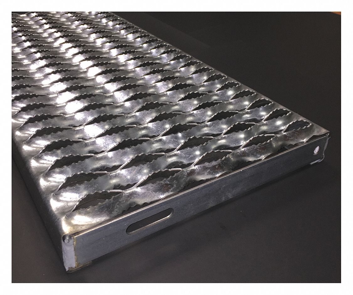 DIRECT METALS Steel Serrated AntiSlip Stair Tread, 1 1/2 inH x 24 inL