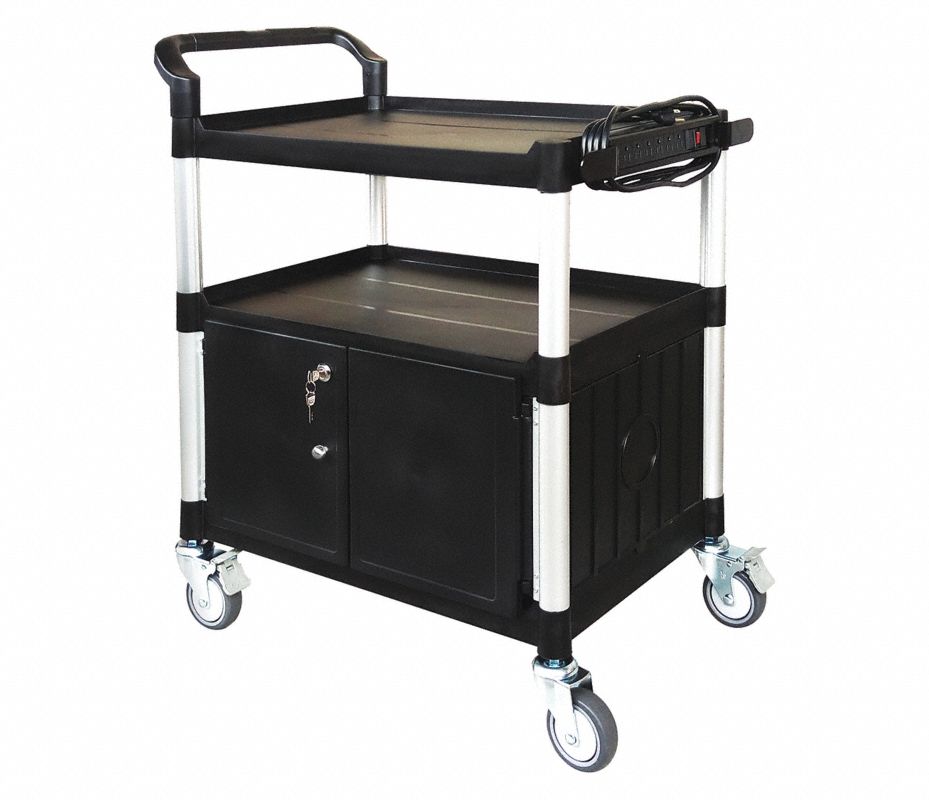 GRAINGER APPROVED Carrito con Gabinete,37-3/16"Alt,Negro - Carros y