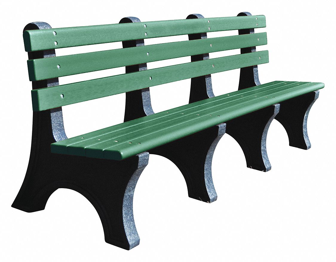 bench recycled plastic outdoor length grainger close