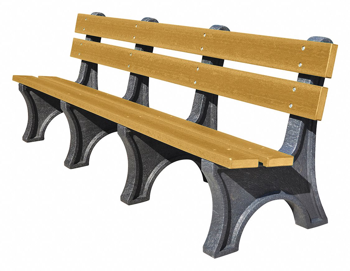 Outdoor Bench: Colonial, 96 in Overall Lg, 33 1/2 in Overall Ht, Cedar, Black