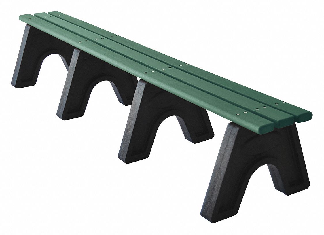 ULTRASITE Recycled Plastic Outdoor Bench Green 96 In Length 45NR09   45NR09 AS01