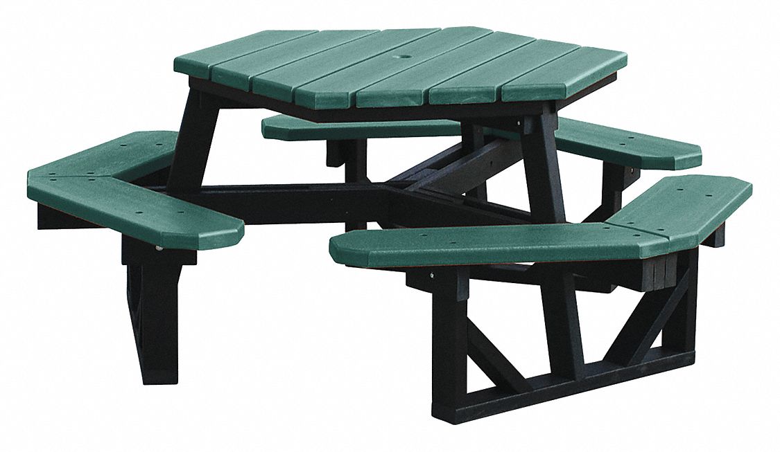 Ultrasite 72 D X 72 W Hexagon Recycled Plastic Picnic Table Green