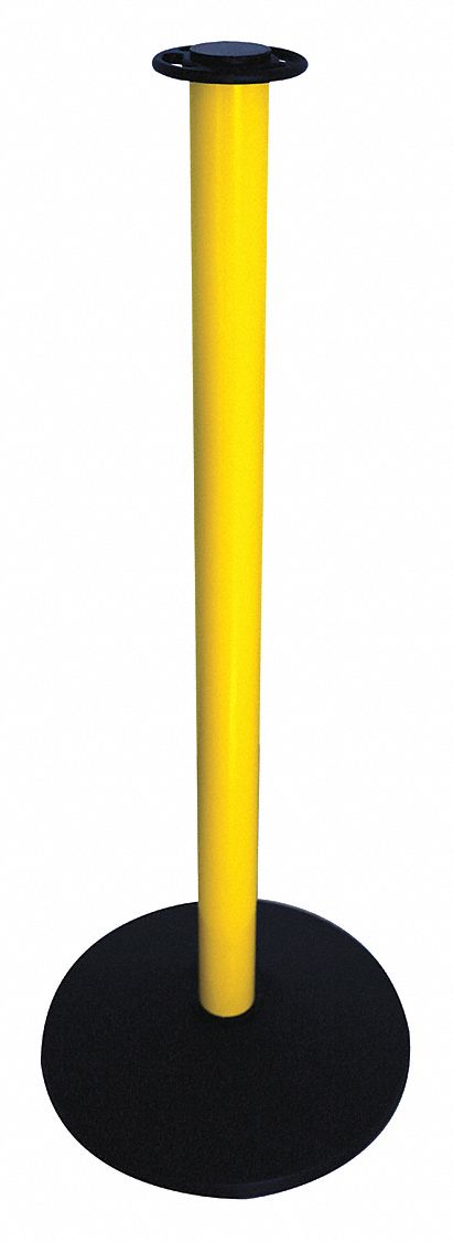 Flat Top Rope Post, Cast Iron, Yellow Aluminum Post Finish, 34 in Height