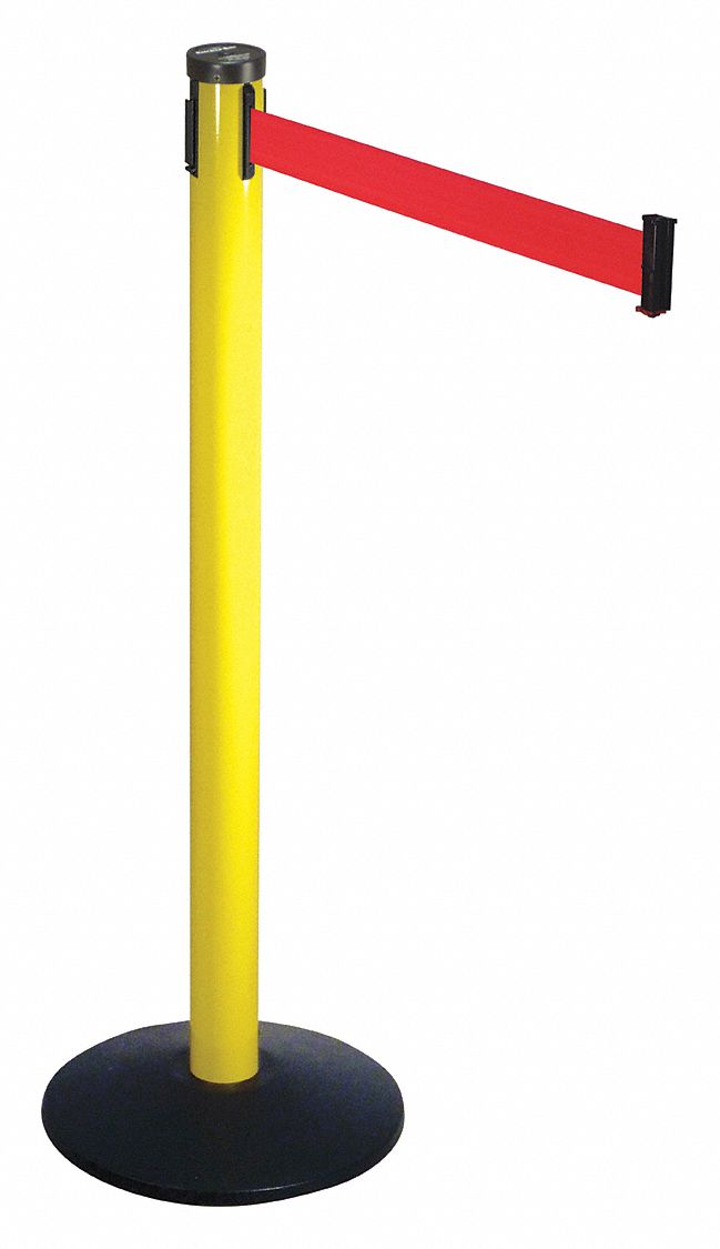 Barrier Post w/Belt, 10ft L, Red Belt