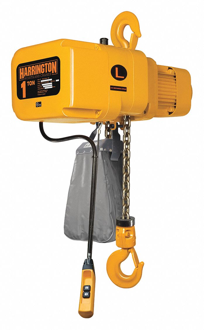 Electric Chain Hoist: H4 - Heavy Duty, 230/460V AC, Hook Mounted - No Trolley, 1 Speeds