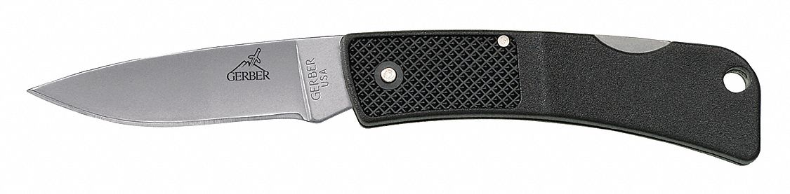 Folding Knife: 2 in Blade Lg, 2 1/2 in Closed Lg, 4 1/2 in Overall Lg, Plastic, Straight