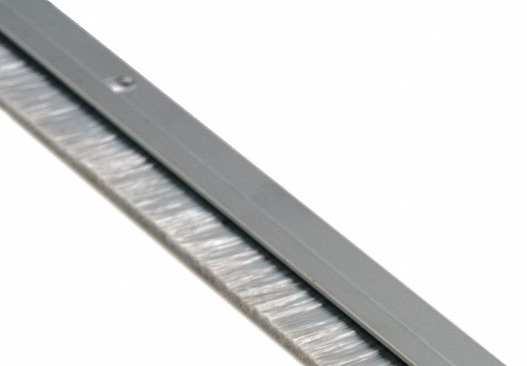 Door Sweep: Brush Insert, Aluminum, 48 in Lg, 1 1/4 in Wd, Aluminum