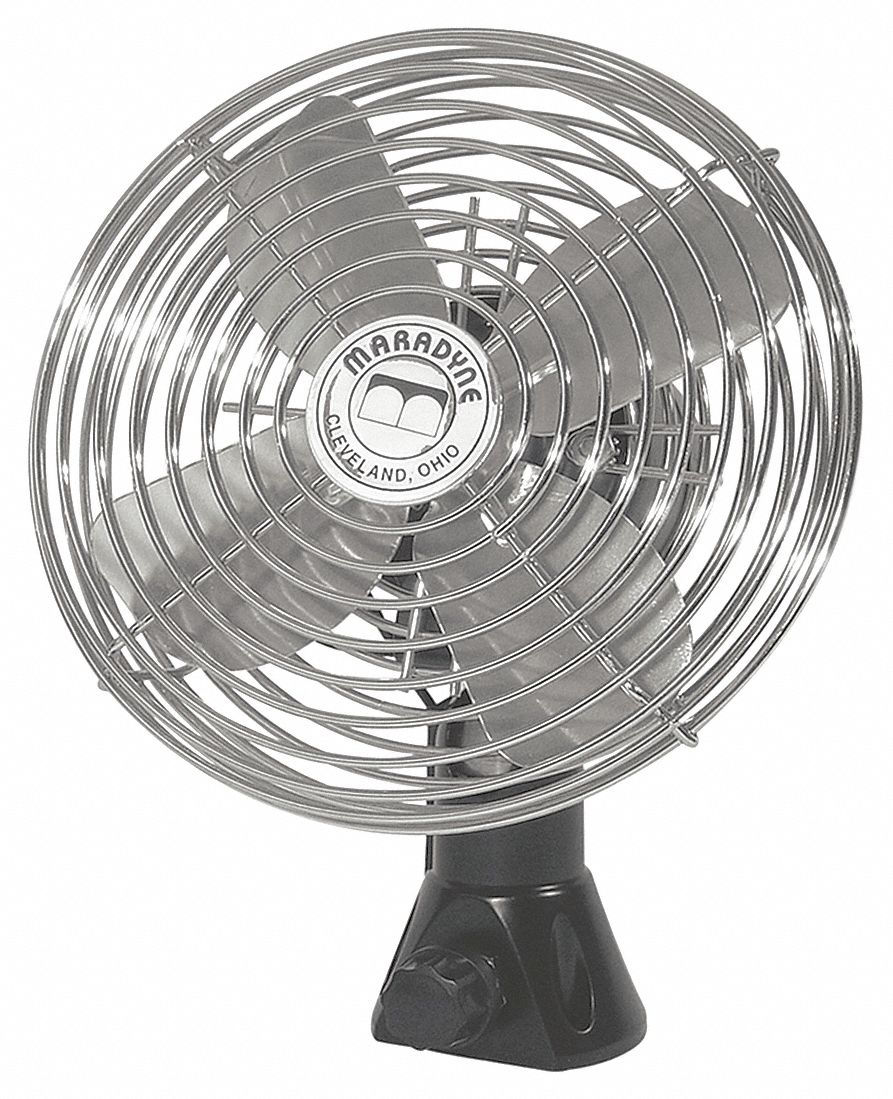 DC Fan: 6 1/2 in Blade Dia, 1 Speeds, 220/270 CFM, 2.5, Chrome Plated Steel