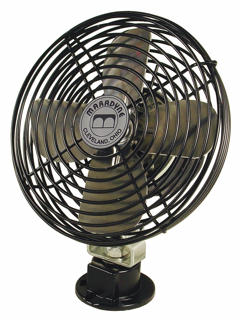 DC Fan: 6 1/2 in Blade Dia, 2 Speeds, 220/270 CFM, 2.7, Chrome Plated Steel