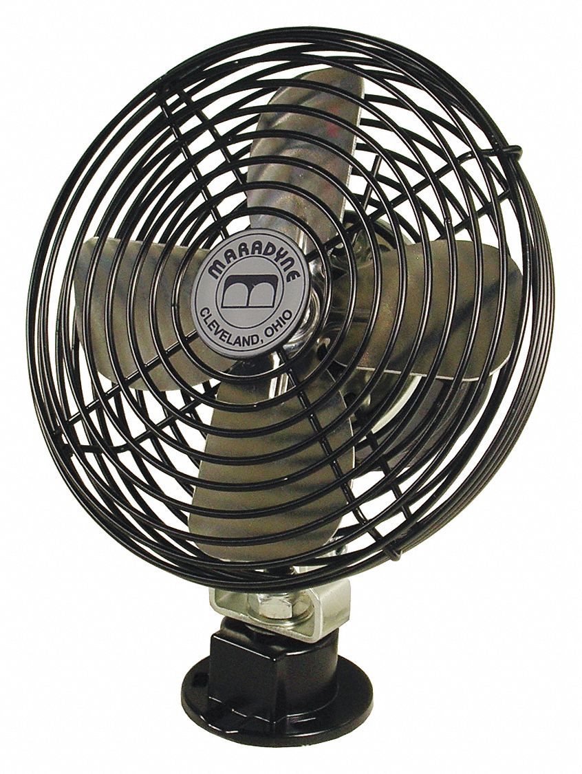 DC Fan: 6 1/2 in Blade Dia, 2 Speeds, 220/270 CFM, 1.4, Chrome Plated Steel
