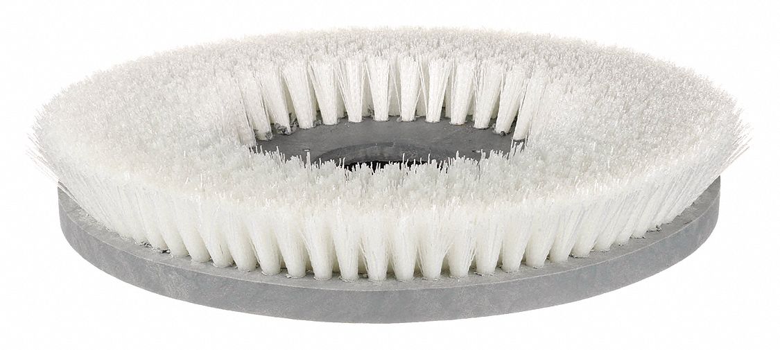 Rotary Brush: Round, 17 in Brush Dia, For Machine Size 17 in, Nylon, White, 1 3/4 in Trim Lg