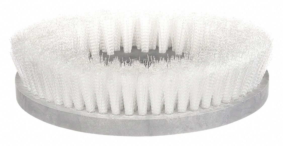 Rotary Brush: Round, 12 in Brush Dia, For Machine Size 24 in, Nylon, White, 1 3/4 in Trim Lg