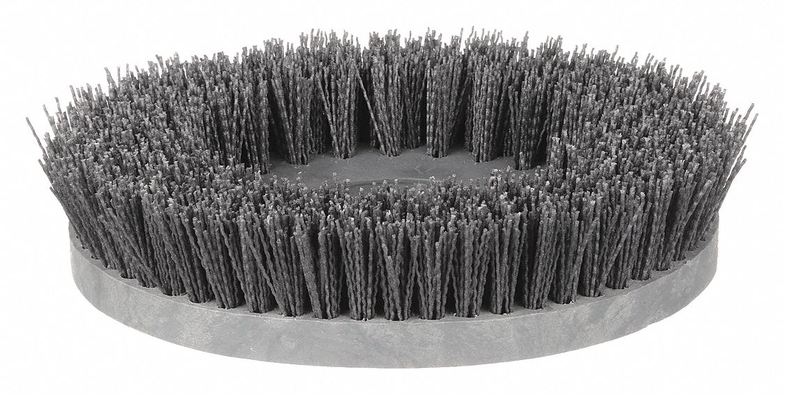 Rotary Brush: Round, 12 in Brush Dia, For Machine Size 24 in, Polypropylene, Black
