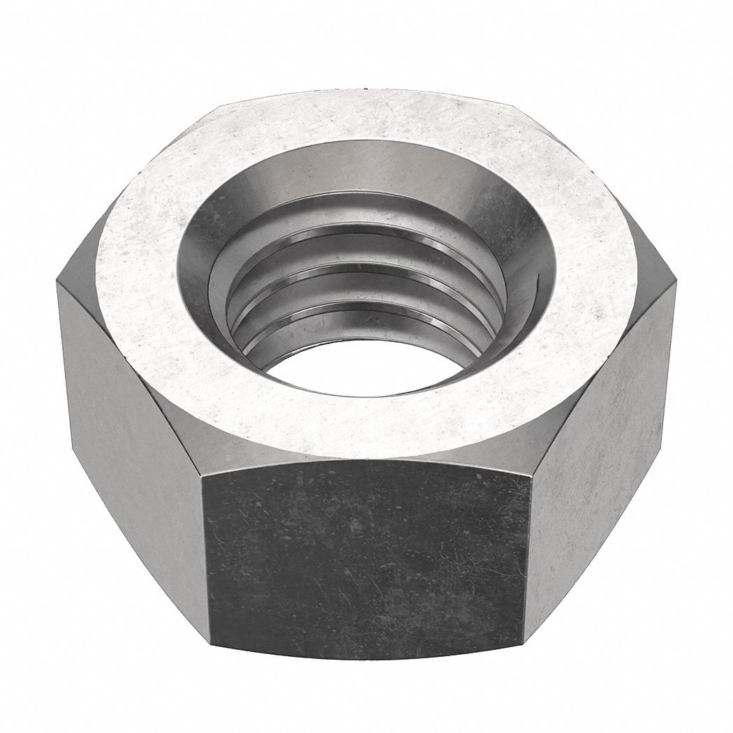 Hex Nut: Std Hex, 7/16"-14 Thread, 11/16 in Hex Wd, 3/8 in Hex Ht, Stainless Steel, 18-8, Std, 25 PK
