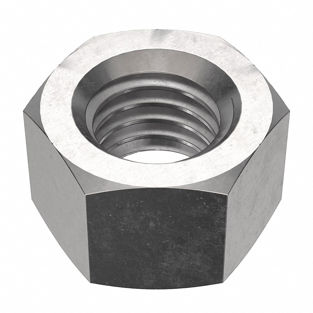 Hex Nut: Std Hex, 1/2"-13 Thread, 3/4 in Hex Wd, 7/16 in Hex Ht, Stainless Steel, 18-8, NL-19, 25 PK