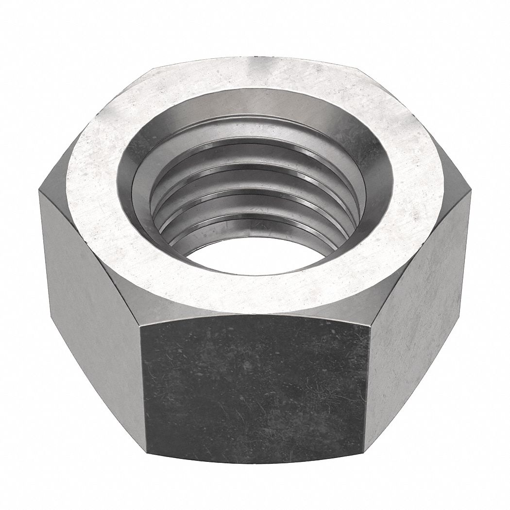 Hex Nut: Std Hex, 5/8"-11 Thread, 15/16 in Hex Wd, 35/64 in Hex Ht, Stainless Steel, 18-8, 25 PK