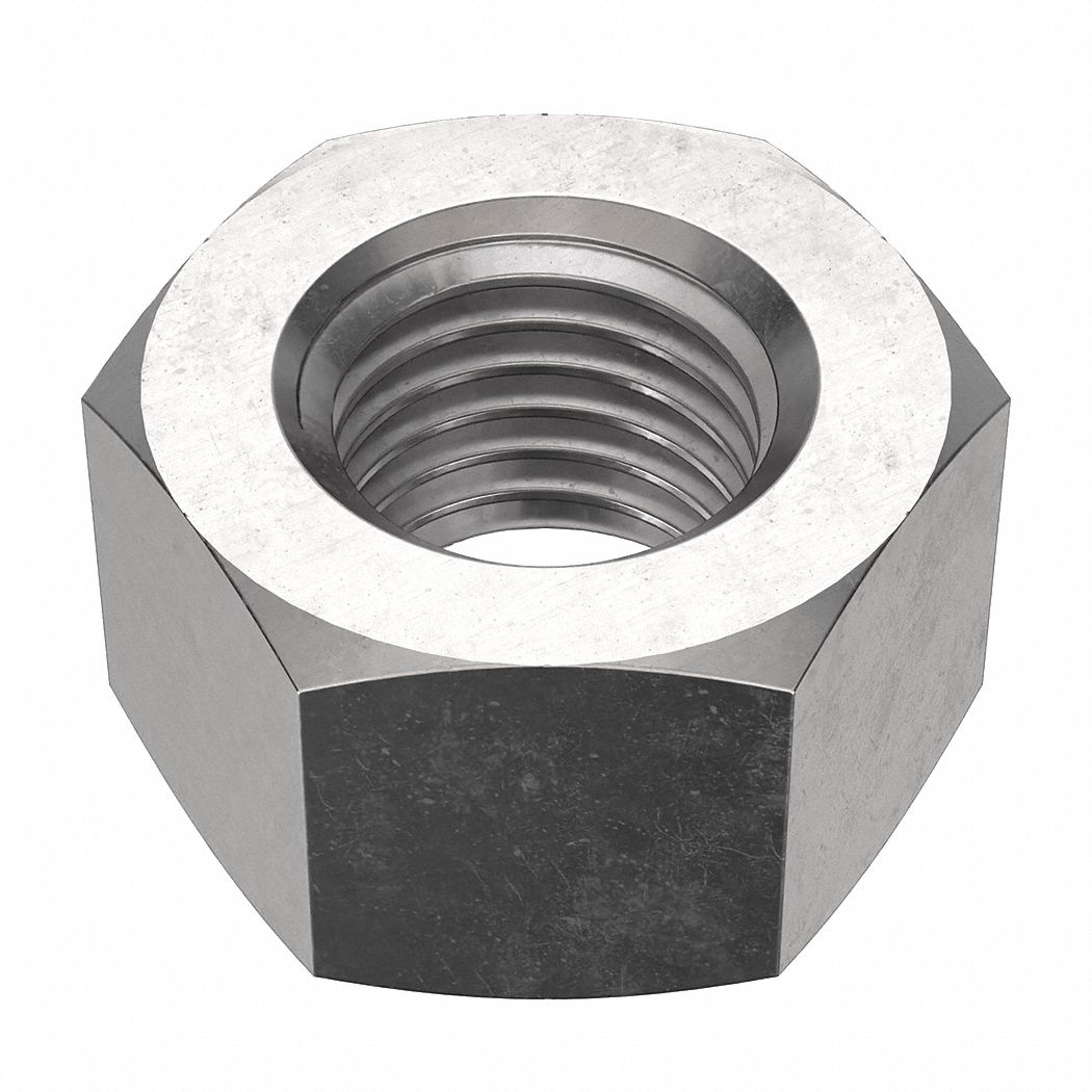 Hex Nut: Std Hex, 1"-8 Thread, 1 15/32 in Hex Wd, 55/64 in Hex Ht, Stainless Steel, 18-8, Std, 5 PK