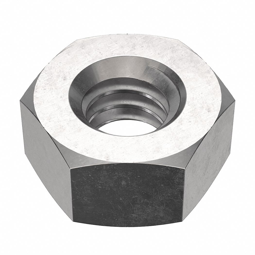 Hex Nut: Std Hex, 1/4"-20 Thread, 7/16 in Hex Wd, 7/32 in Hex Ht, Stainless Steel, 316, NL-19, 50 PK