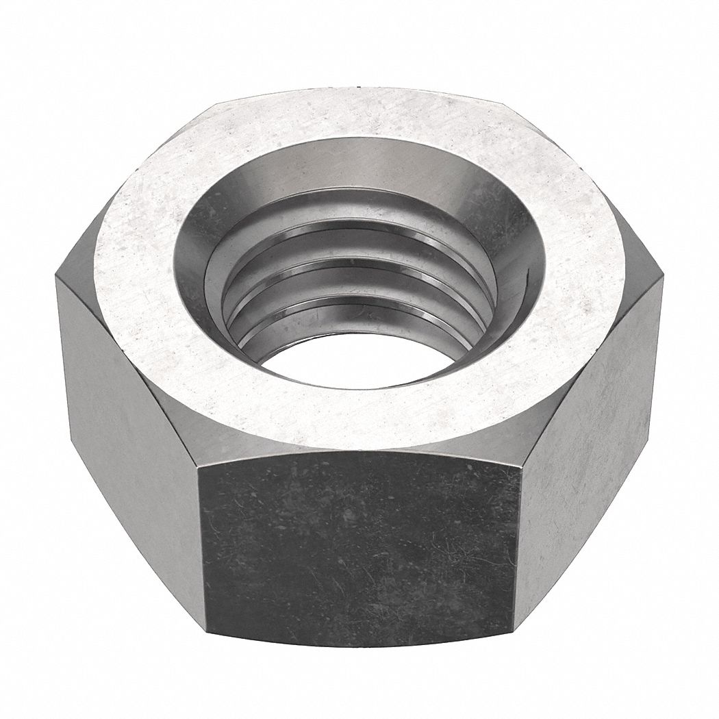 Hex Nut: Std Hex, 7/16"-14 Thread, 11/16 in Hex Wd, 3/8 in Hex Ht, Stainless Steel, 316, Std, 25 PK