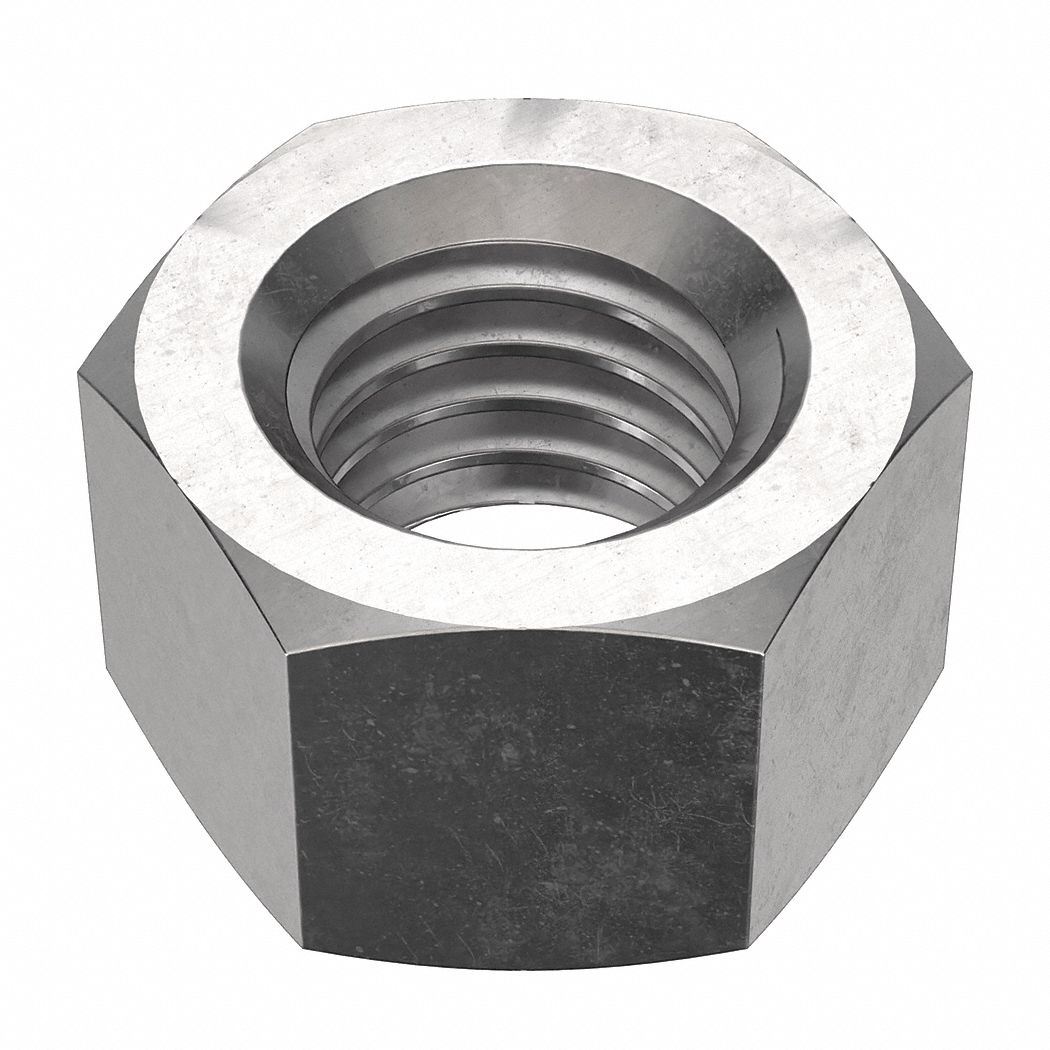 Hex Nut: Std Hex, 1/2"-13 Thread, 3/4 in Hex Wd, 7/16 in Hex Ht, Stainless Steel, 316, NL-19, 25 PK