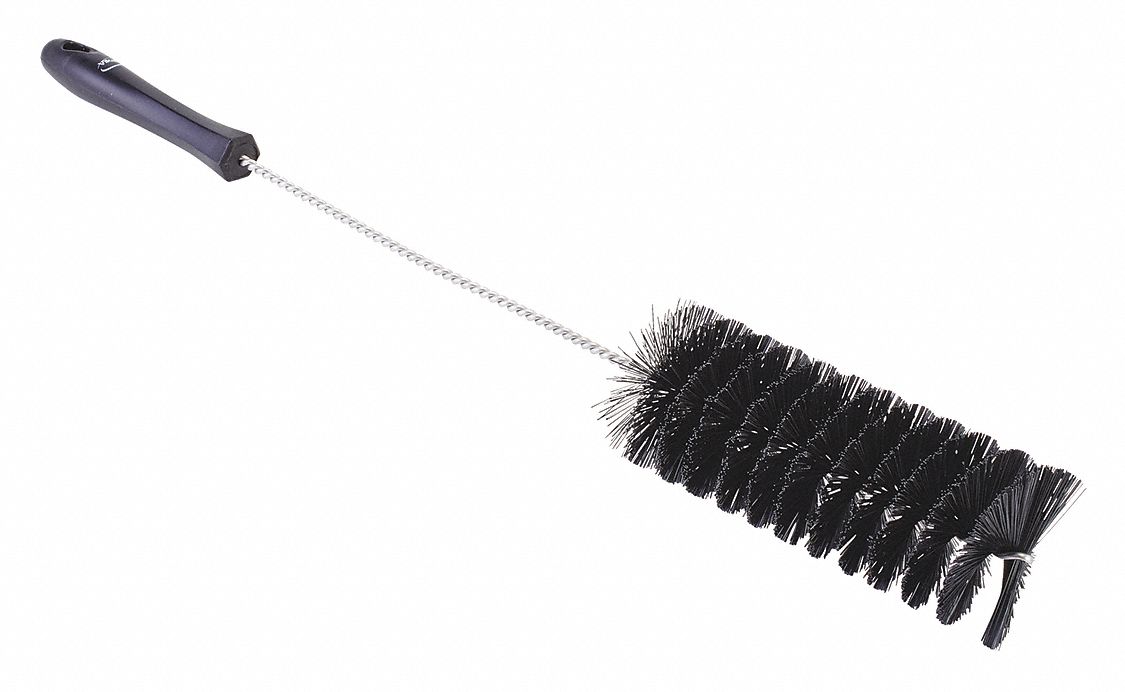TUBE AND VALVE BRUSH, STRAIGHT HANDLE, POLYESTER BRISTLE, BLACK, 2.4 IN BRUSH DIAMETER