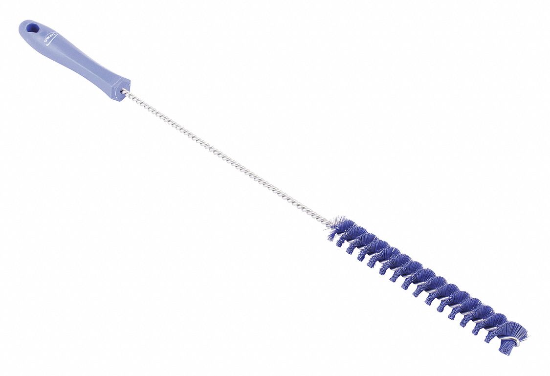 Tube and Valve Brush: Straight Handle, Polyester Bristle, Purple, 0.9 in Brush Dia