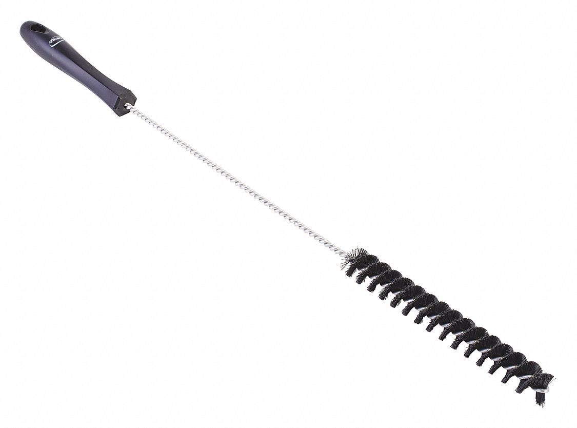 TUBE AND VALVE BRUSH, STRAIGHT HANDLE, POLYESTER BRISTLE, BLACK, 0.9 IN BRUSH DIAMETER