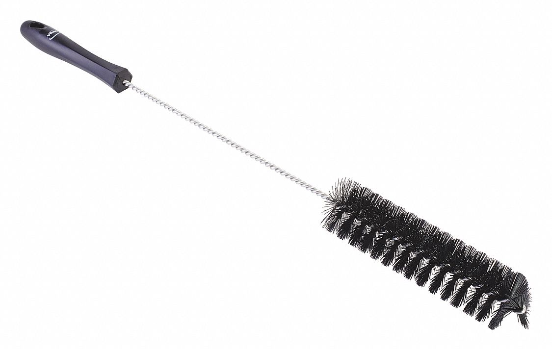 Tube and Valve Brush: Straight Handle, Polyester Bristle, Black, 1.625 in Brush Dia