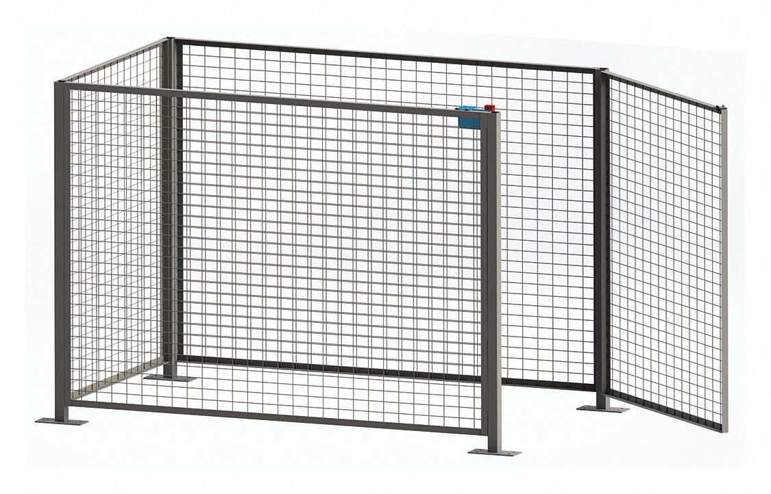 Drum Safety Enclosure: 52 in x 88 in x 63.25 in, 4 ft Door Opening Wd, Steel, Baked Enamel