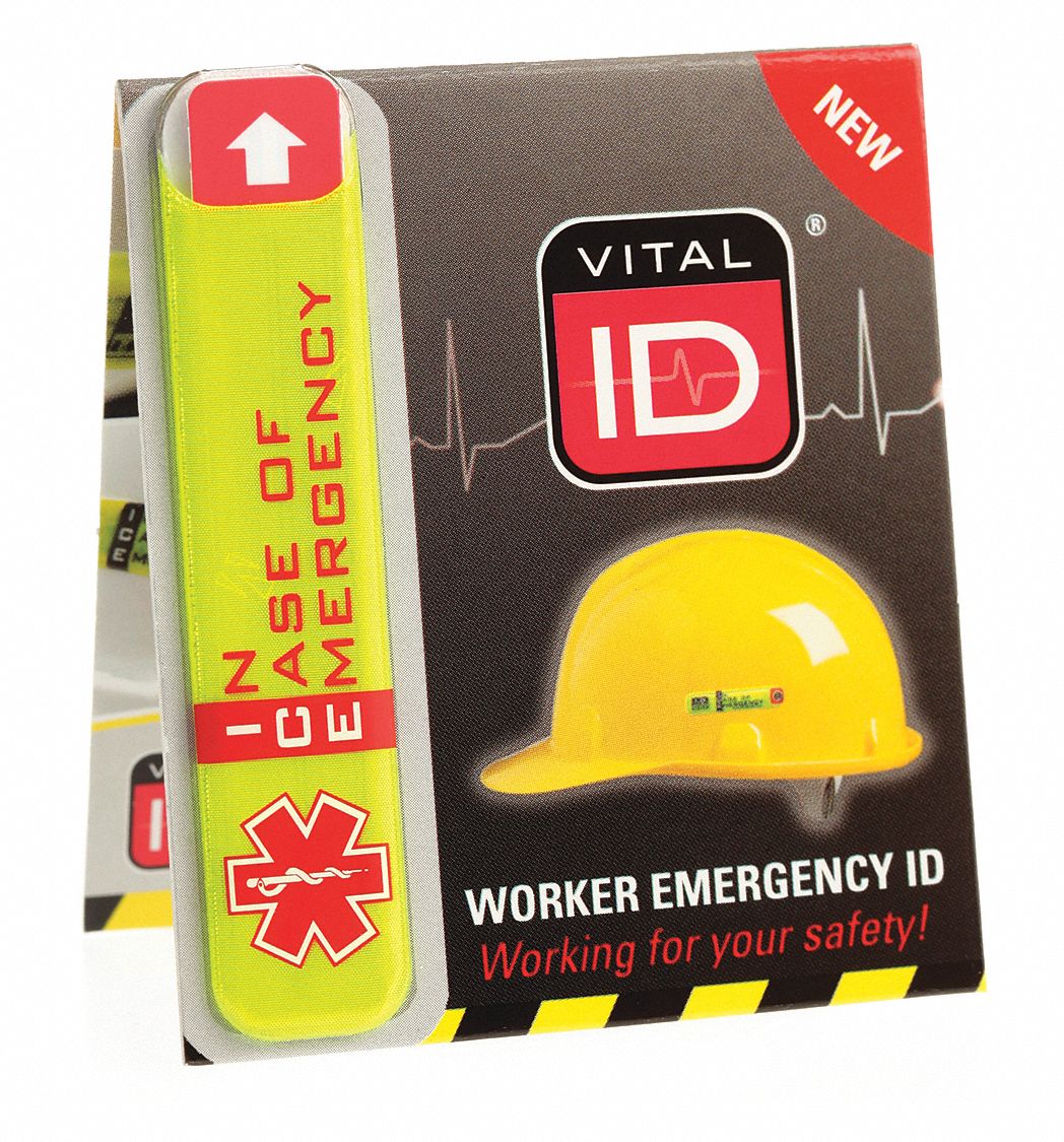 Standard Hard Hat ID: Vinyl, 1/2 in Overall Ht, 2 3/4 in Overall Wd