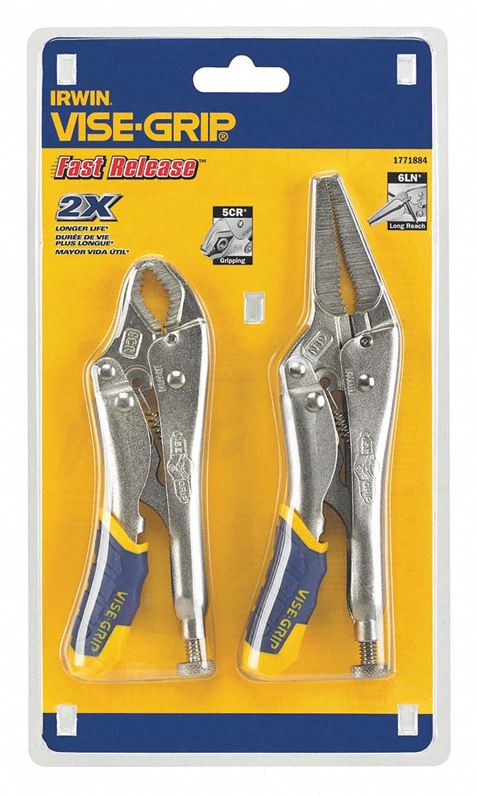 Curved, 1 1/8 In_2 In Max Jaw Opening, Locking Pliers Set - 45PD79 ...