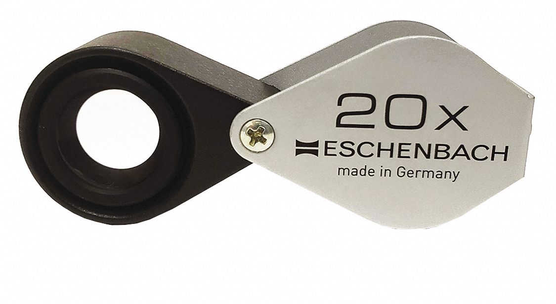 Metal Precision Folding Magnifier: 20X, 17 mm Lens Dia, 80D Diopter