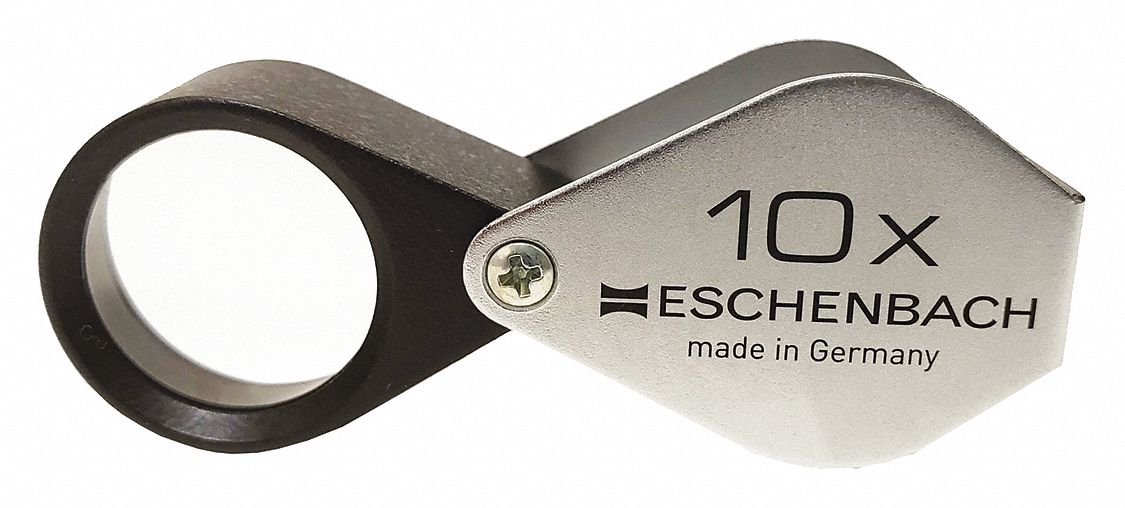 ESCHENBACH OPTIK GMBH Metal Precision Folding Magnifier: 10X Power, 1 in  Focal Distance, 40D Diopter