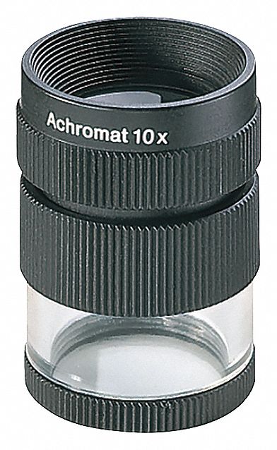 Aspheric Stand Magnifier: 10X, 0.8 in Focal Distance, 23 mm Lens Dia