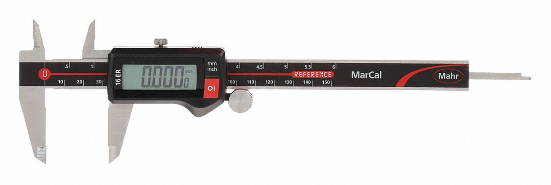 4-Way Digital Caliper: 0 in to 6 in /0 mm to 150 mm, Inch/Metric, 0.0005 in/0.01 mm Resolution