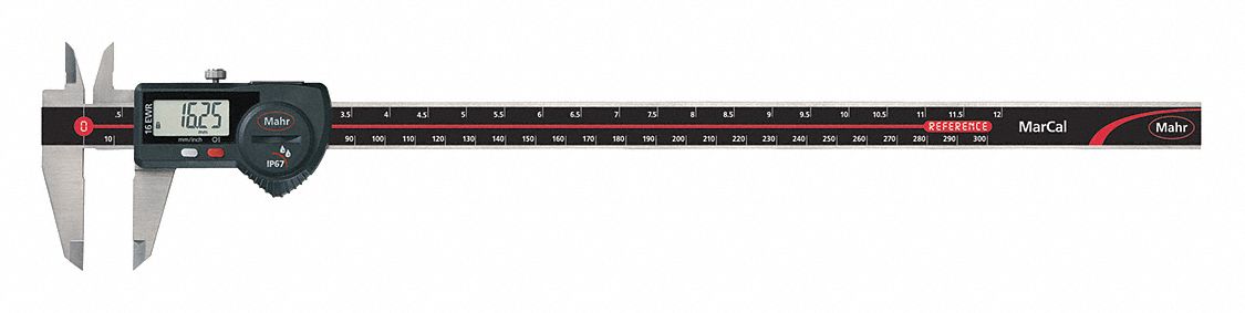 4-Way Digital Caliper: 0 in to 12 in /0 mm to 300 mm, IP67, Inch/Metric, Cabled