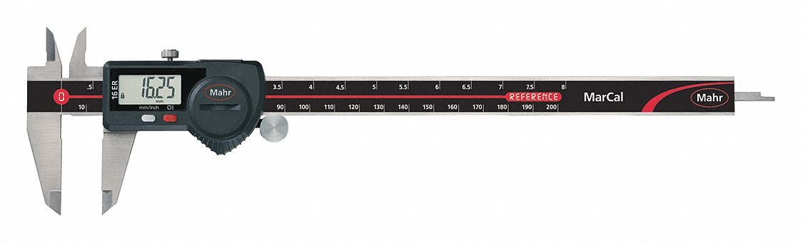 4-Way Digital Caliper: 0 in to 8 in /0 mm to 200 mm, Inch/Metric, 0.0005 in/0.01 mm Resolution