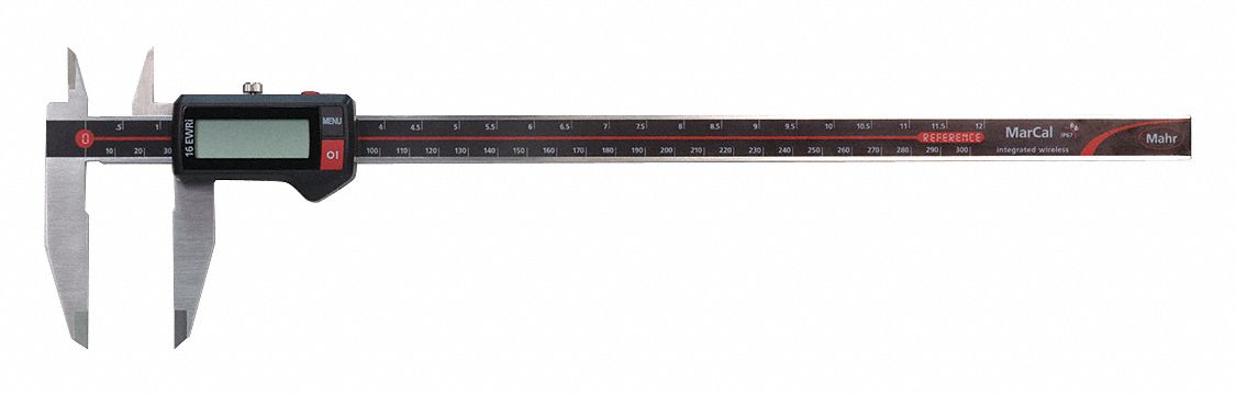 4-Way Digital Caliper: 0 in to 12 in /0 mm to 300 mm, IP67, Inch/Metric, Wireless, Built-In