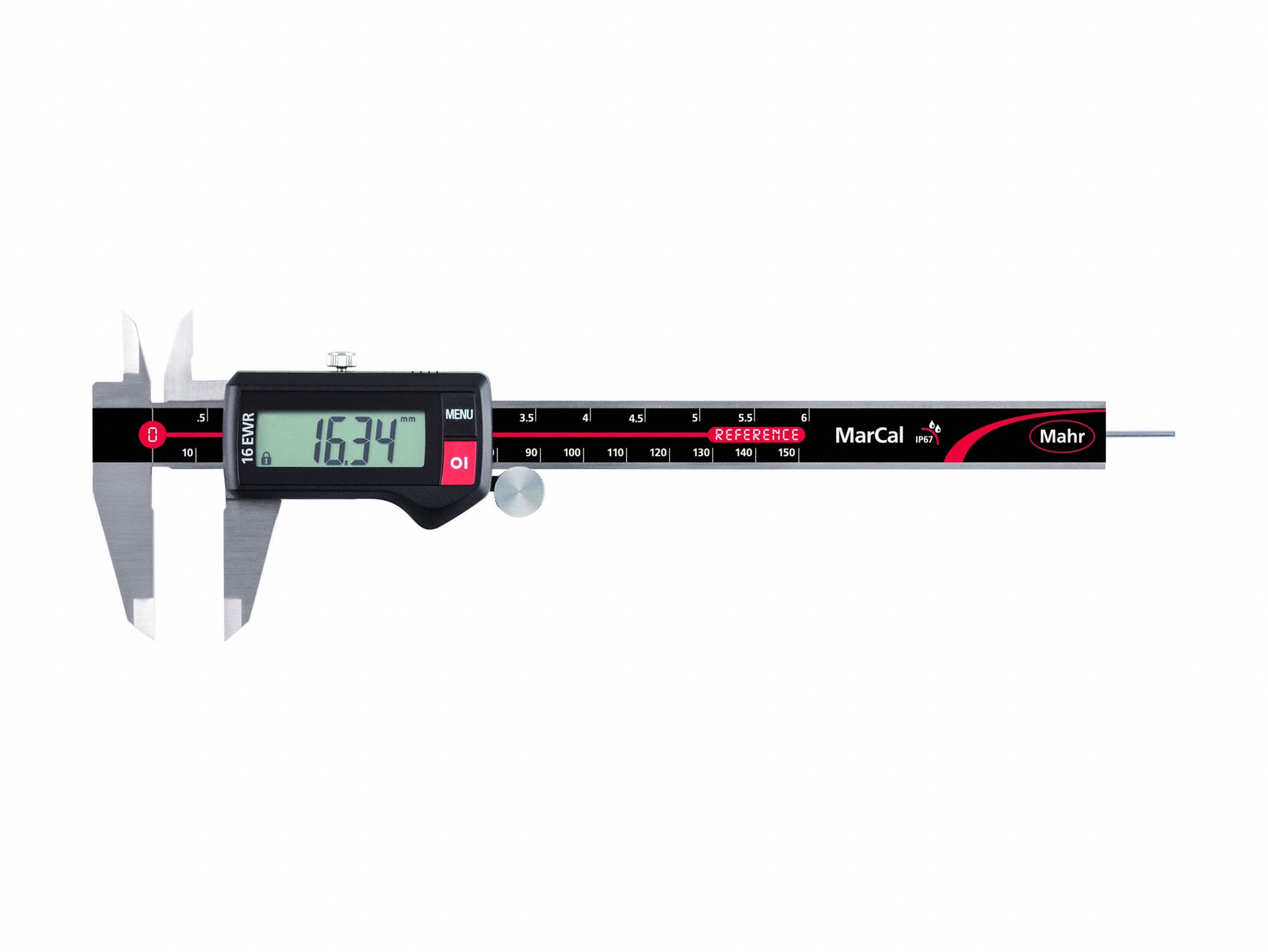 4-Way Digital Caliper: 0 in to 6 in /0 mm to 150 mm, IP67, Inch/Metric, Stainless Steel