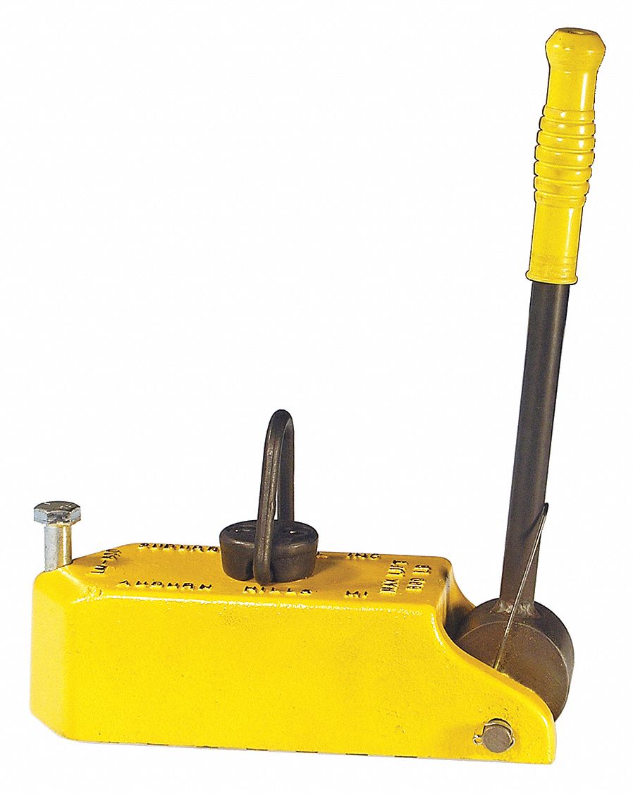 Lifting Magnet: 1, 600 lb Max Load Capacity, 1, 600 lb Max Flat Load Capacity, Pry-Off Handle